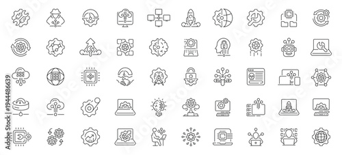 Software icons set. editable line icons, linear, app development and tech symbols