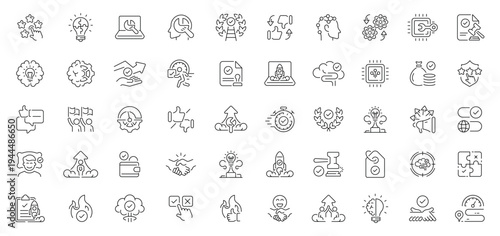 Decision making icons set. editable line icons, outline symbols for strategy and planning