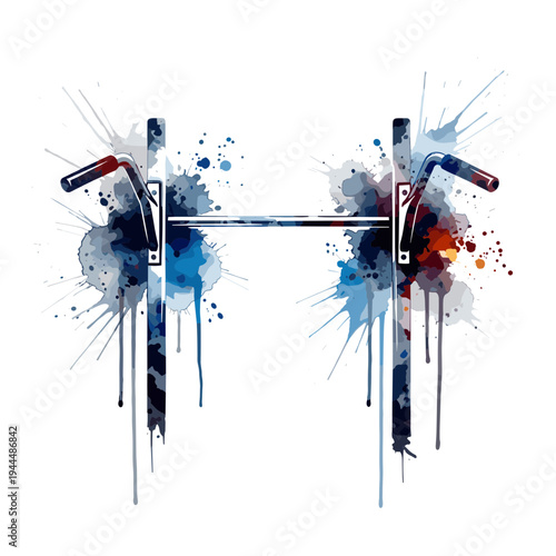 Abstract artistic pull-up bar with watercolor splashes and drips