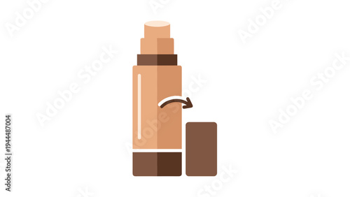 Makeup foundation stick in various skin tones shown with an arrow indicating a twist-up mechanism on plain white background.