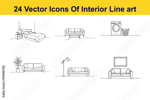 line art interior furniture icons