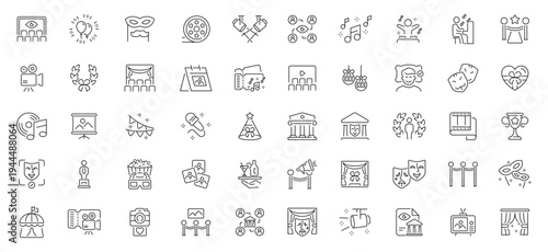 Theater performance icons set. line, editable line icons, drama and show symbols