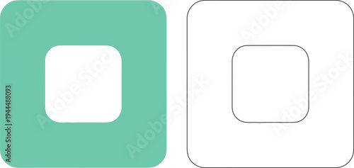 Black silhouette rounded square with inner square silhouettes