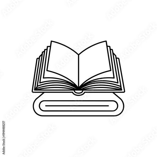 Open book icon with pages fanned out, resting on a closed book