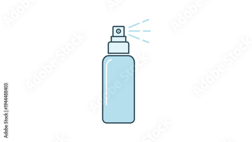Light blue spray bottle illustrated with a misting effect to represent perfume, setting spray, or disinfectant products in a clean style.