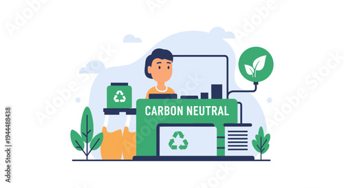 Carbon Neutral Production: Sustainable Manufacturing Process with Recycling and Eco-friendly Technology. Green Economy and Environmental Responsibility