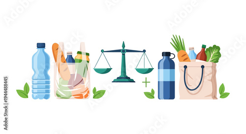 Sustainable Living vs. Plastic Waste: Eco-Friendly Shopping Choices with Reusable Bags and Bottles for a Greener Future