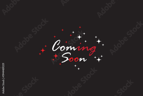 Coming Soon Calligraphy Lettering With Sparkle Stars. Lettering Coming soon for promotion, advertisement, sale, marketing. luxury Calligraphy Lettering With Sparkles. eps10