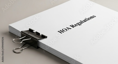 Close-up of a stack of white paper documents titled 