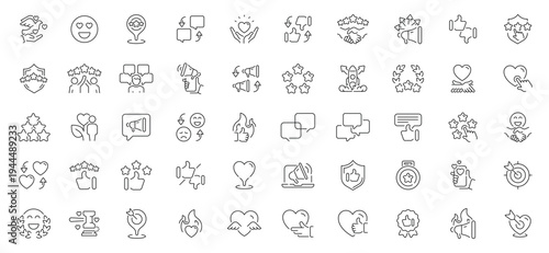 Feedback and rating icons set. editable line icons, outline, review symbols