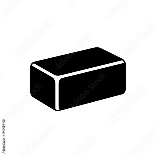 Simple black rectangular prism with rounded edges on a white background