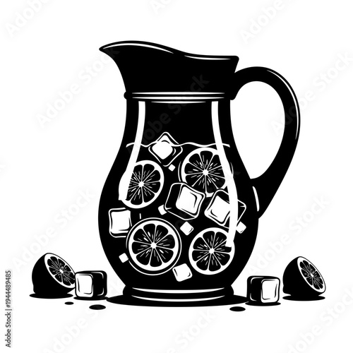 Refreshing pitcher of lemonade with ice and citrus slices, perfect for summer