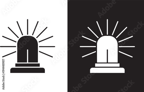 emergency siren vector icon, warning signal collection, alert beacon, flashing lamp, safety, emergency alarm vector illustration on white background