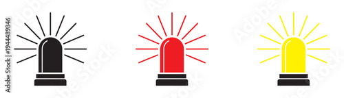 emergency siren vector icon, warning signal collection, alert beacon, flashing lamp, safety, emergency alarm vector illustration on white background
