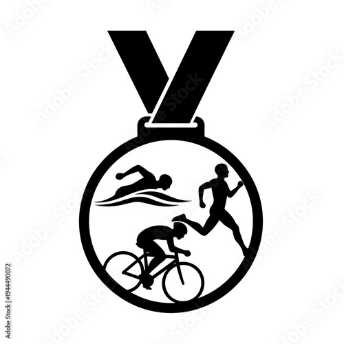 Triathlon medal icon symbolizing swimming, cycling, and running achievements