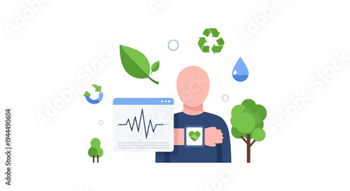 Smart Health Monitoring & Sustainable Lifestyle with Wearable Tech, Nature & Eco-Friendly Concepts