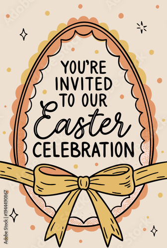 Easter egg invitation card bow celebration