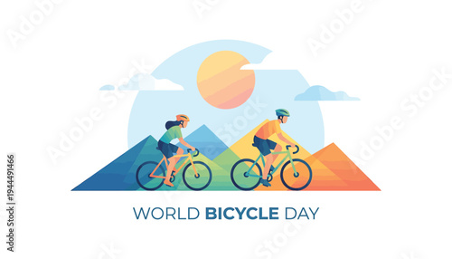 People riding bicycles on world bicycle day