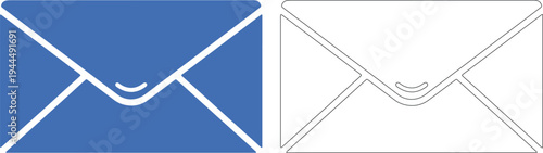 Blue and white envelope silhouettes symbol