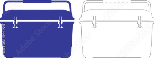 Blue cooler box silhouette white