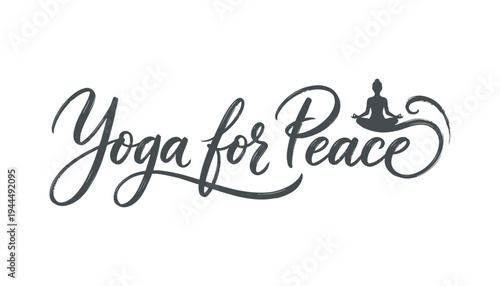 Yoga for peace logo with a person meditating