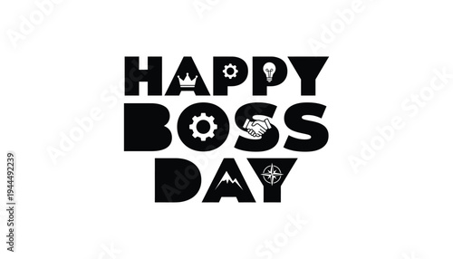 Happy boss day typographic poster