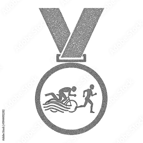 Triathlon medal icon symbolizing swimming, cycling, and running achievements