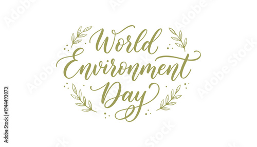 A world environment day logo with leaves and text