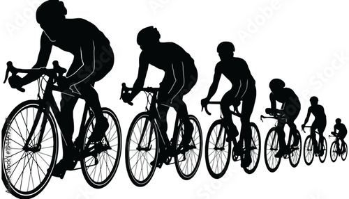 A bicycle silhouette illustration of cyclists in a racing formation