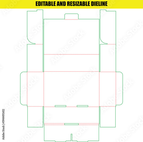 Editable Die Line Template for a Standard Straight Tuck End Product Box Design