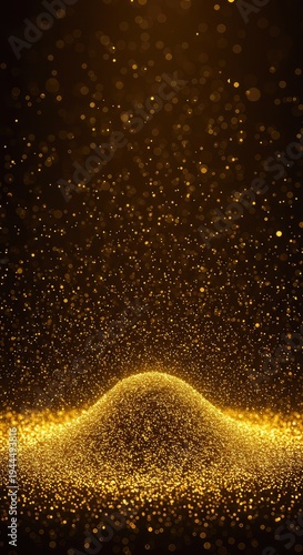A mesmerizing and luxurious abstract background featuring thousands of glittering gold particles and soft, diffused light, blur, festive, gold
