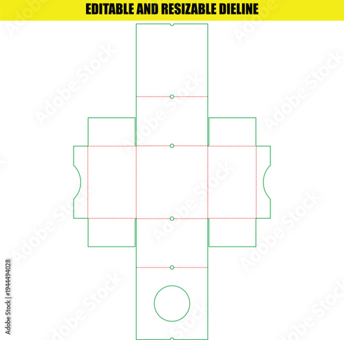 Resizable Die Line Template for a Vertical Tuck Top Box with Auto Lock Bottom