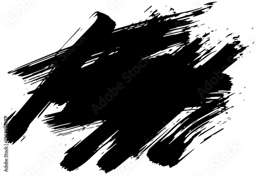 Bold black brush stroke on white background for creative design