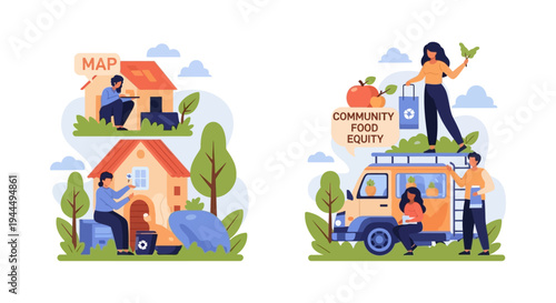 Community Food Equity, Sustainable Living, and Local Planning for Social Well-being Illustration
