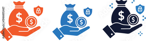 Financial Balance & Security Icons: Investment Growth, Wealth, and Business Deals