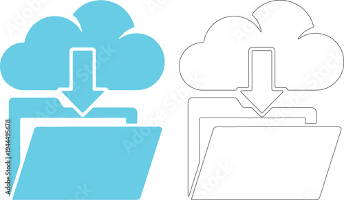 Cloud download with folders blue black