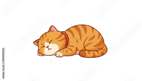 Cute Orange Tabby Cat Sleeping Peacefully.