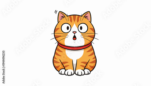 Surprised Orange Tabby Cat with Wide Eyes and Open Mouth.