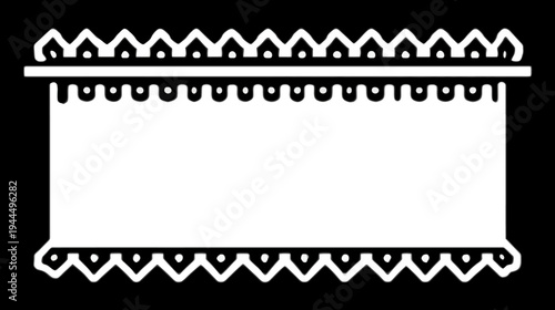 Elegant traditional ethnic decorative border frame or banner with intricate symmetrical pattern in black and white vector illustration