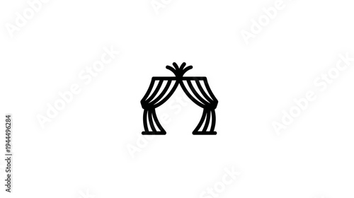 Elegant Draped Curtains Icon, Minimalist Vector Symbol for Stage, Event Entrance, Wedding Archway, or Celebration Decor
