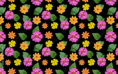 Flowers and leaves pattern background, seamless pattern with flowers