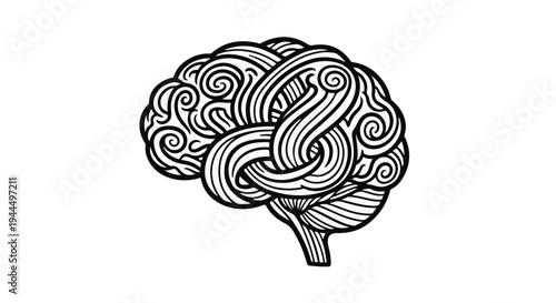 Human brain vector illustration with abstract design elements