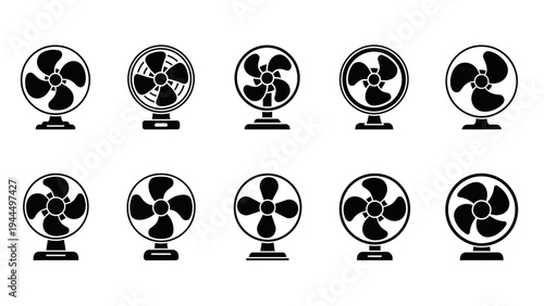 A collection of various electric fan icons.