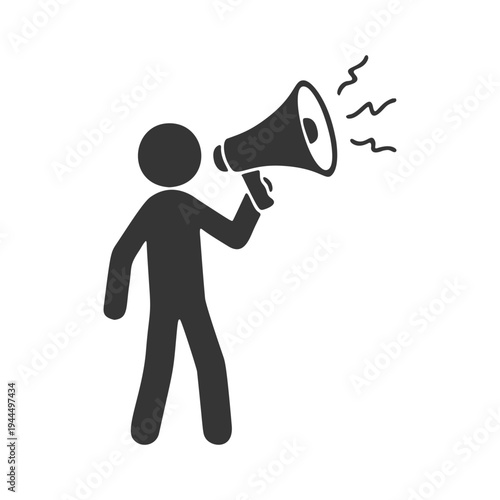拡声器を持つ人物のシルエットアイコン