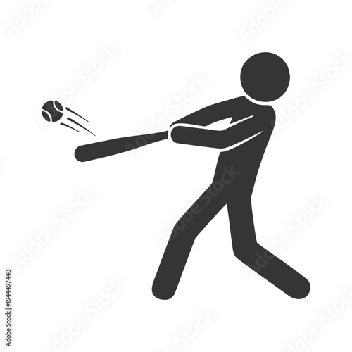 野球ボールを打つ人物のシルエットアイコン