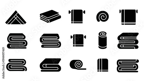 Collection of various rolled and folded sheet icons.