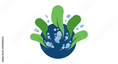Eco-friendly Water Cycle Concept with Green Leaves and Bubbles for Sustainable Environment