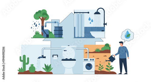 Sustainable Home Water Management: Rainwater Harvesting, Greywater Recycling, and Conservation System for Eco-Friendly Living
