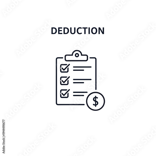 Deduction Icon with Checklist and Dollar Sign.