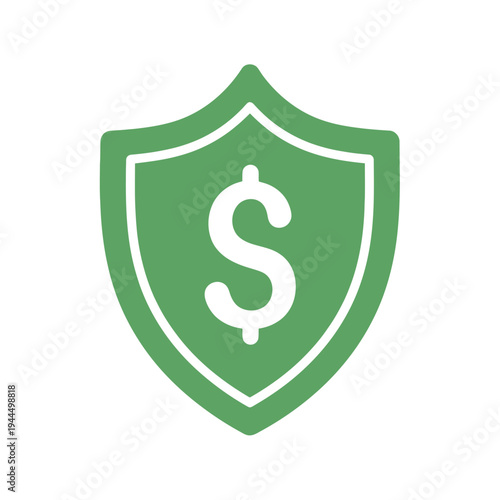 Green Shield with Dollar Sign Icon.